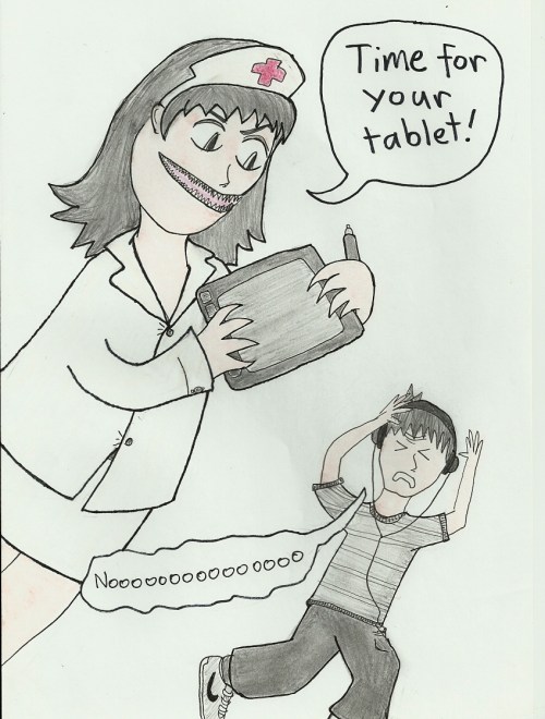 Caveman runs from technology